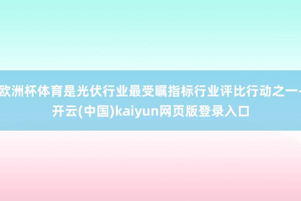 欧洲杯体育是光伏行业最受瞩指标行业评比行动之一-开云(中国)kaiyun网页版登录入口