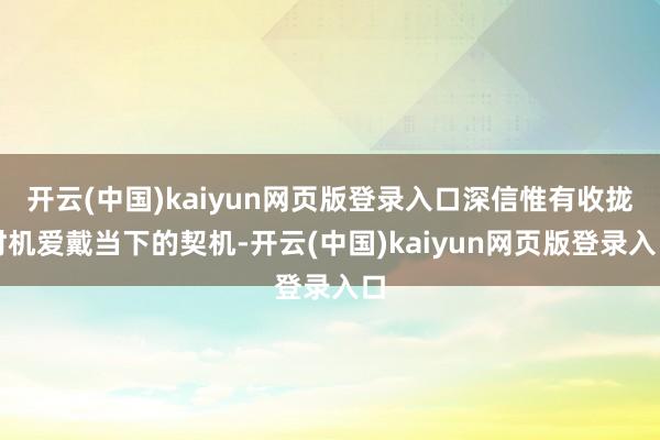 开云(中国)kaiyun网页版登录入口深信惟有收拢时机爱戴当下的契机-开云(中国)kaiyun网页版登录入口