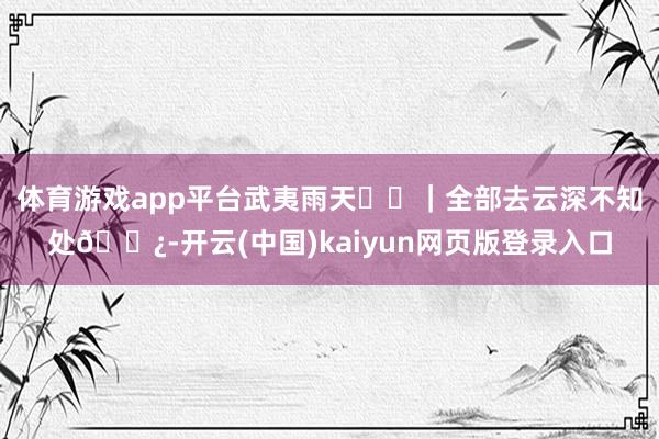 体育游戏app平台武夷雨天⛰️｜全部去云深不知处🌿-开云(中国)kaiyun网页版登录入口