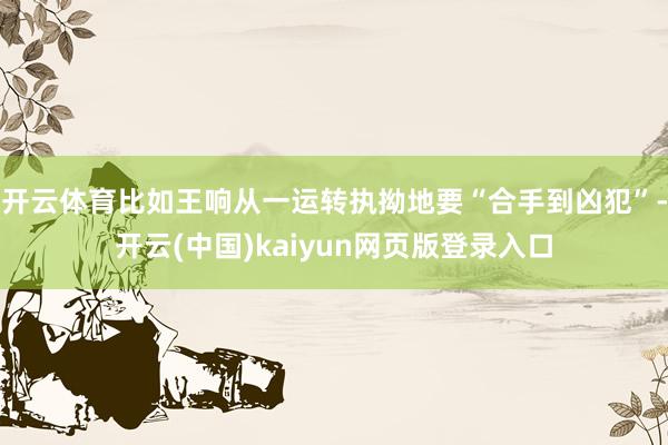 开云体育比如王响从一运转执拗地要“合手到凶犯”-开云(中国)kaiyun网页版登录入口