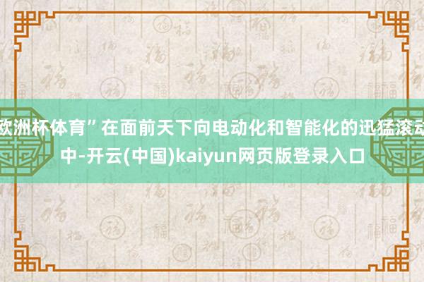 欧洲杯体育”在面前天下向电动化和智能化的迅猛滚动中-开云(中国)kaiyun网页版登录入口
