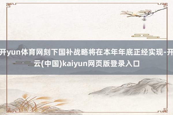 开yun体育网刻下国补战略将在本年年底正经实现-开云(中国)kaiyun网页版登录入口
