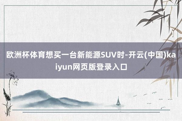 欧洲杯体育想买一台新能源SUV时-开云(中国)kaiyun网页版登录入口