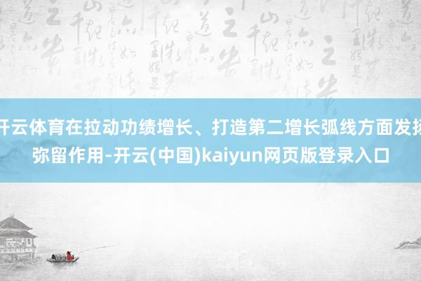 开云体育在拉动功绩增长、打造第二增长弧线方面发扬弥留作用-开云(中国)kaiyun网页版登录入口