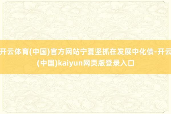 开云体育(中国)官方网站宁夏坚抓在发展中化债-开云(中国)kaiyun网页版登录入口
