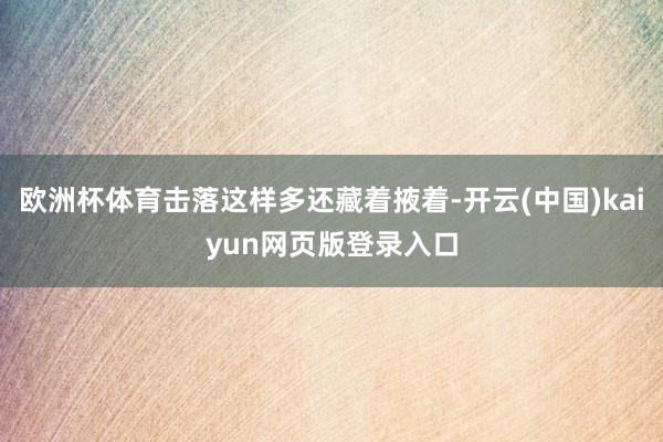 欧洲杯体育击落这样多还藏着掖着-开云(中国)kaiyun网页版登录入口